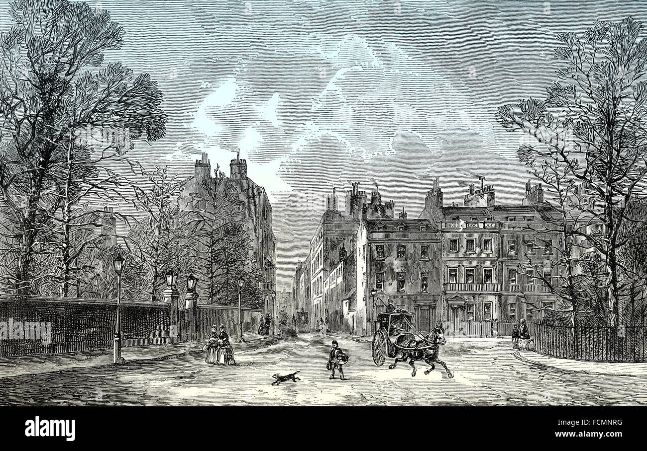 Berkeley Square, 18e siècle, place de la ville dans le quartier de Mayfair, West End de Londres, ville de Westminster, en Angleterre Banque D'Images