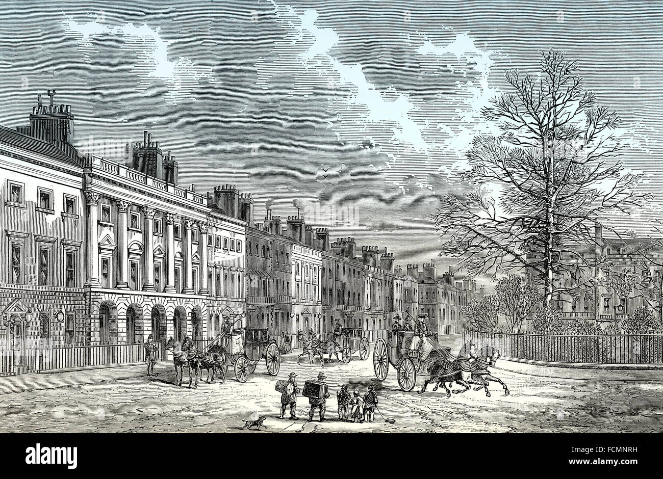 Le côté nord de Grosvenor Square, 18e siècle, Mayfair, West End de Londres, ville de Westminster, en Angleterre Banque D'Images