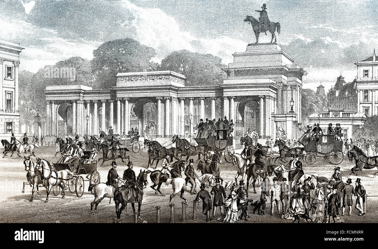 La grande entrée de Hyde Park, 19e siècle, Londres, Angleterre Banque D'Images
