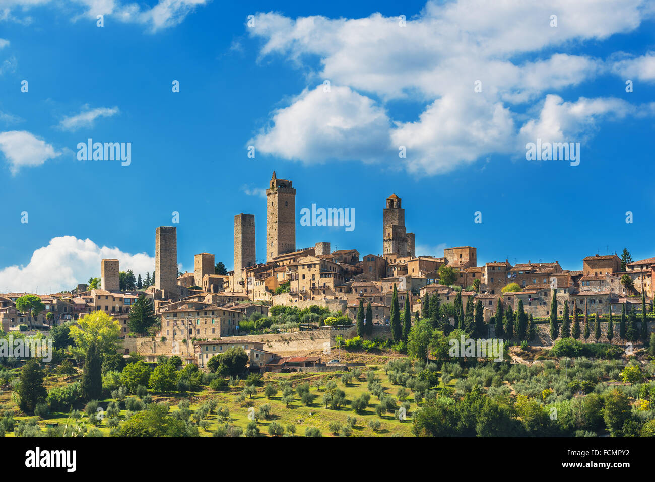 Ville Toscane San Gimignano en Italie, près de Sienne. Banque D'Images