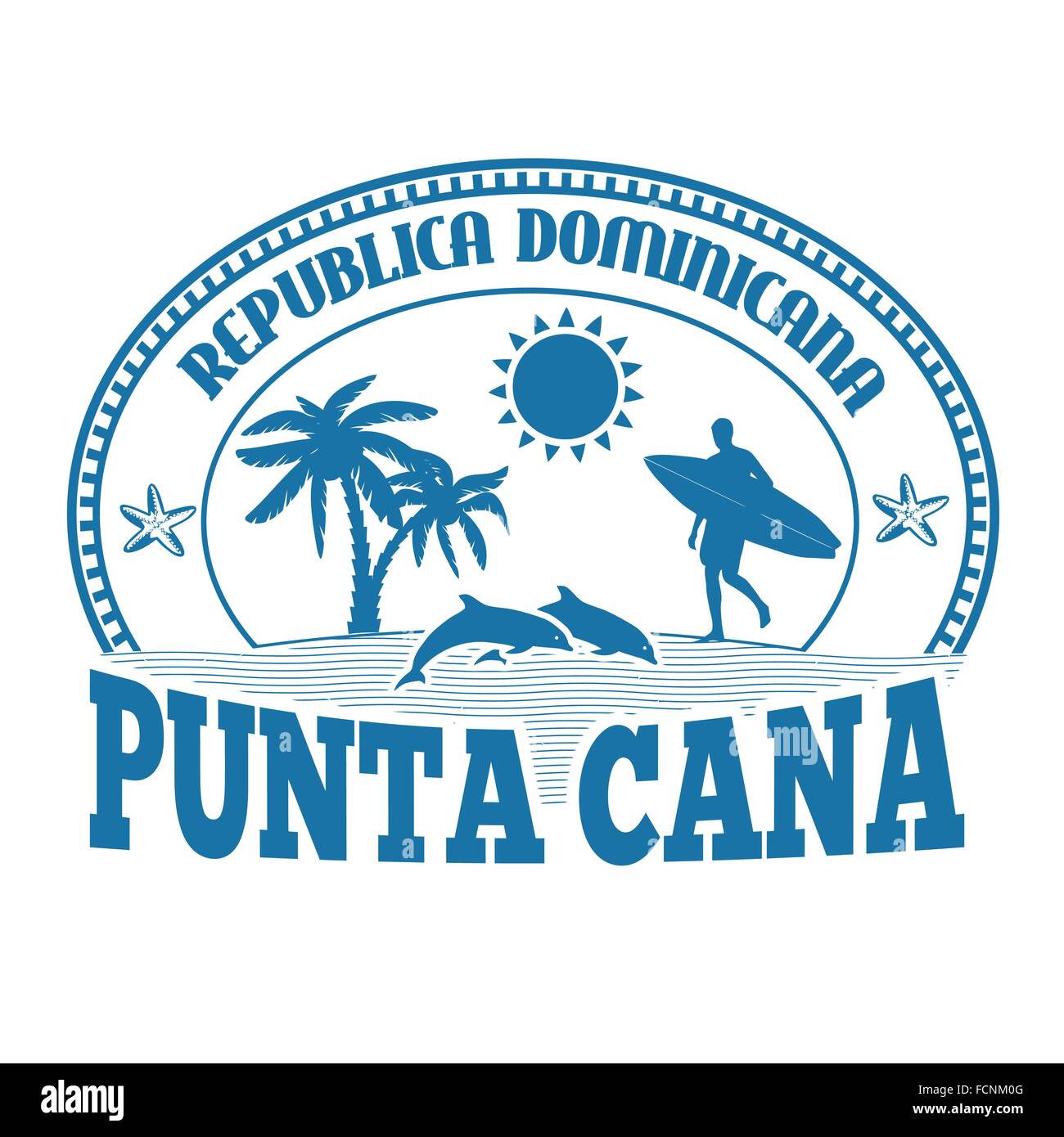 Punta Cana, République dominicaine, de timbres ou d'étiquettes sur fond blanc, vector illustration Illustration de Vecteur