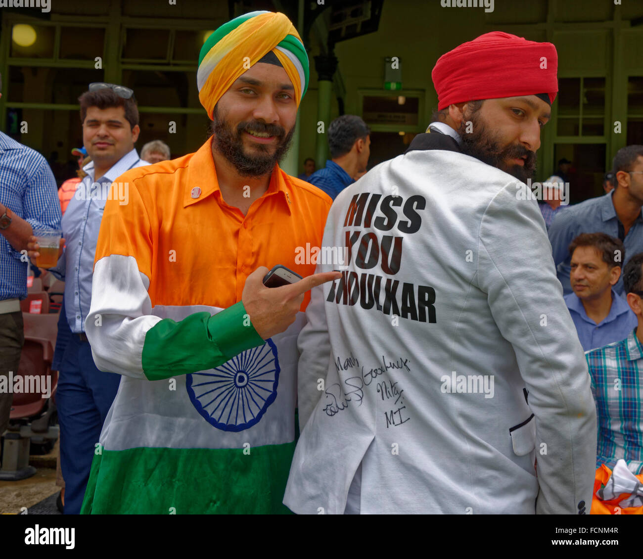 Sydney, Australie. 23 Jan, 2016. Fans de indien Sachin Tendulkar au Sydney Cricket Ground pour un jour international entre l'Australie et l'Inde au Sydney Cricket Ground à Sydney. © Plus Sport Action/Alamy Live News Banque D'Images