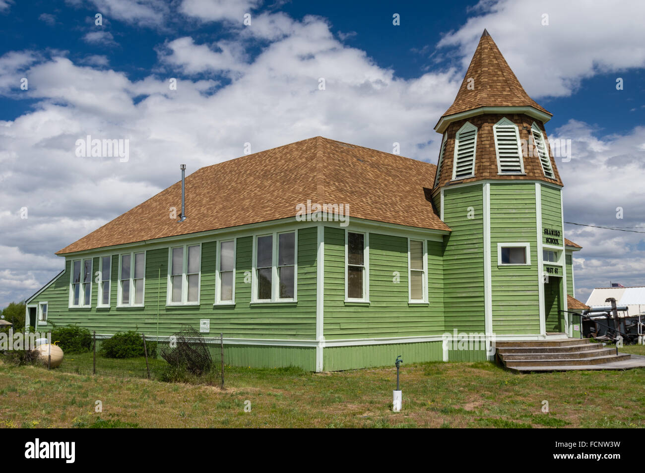 Préservés school house en la ville fantôme de Shaniko, l'Est de l'Oregon, USA Banque D'Images