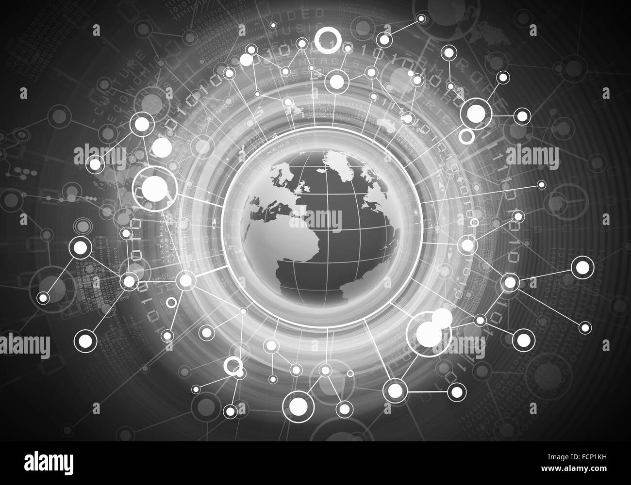 Image conceptuelle de planète numérique avec des lignes de connexion Banque D'Images