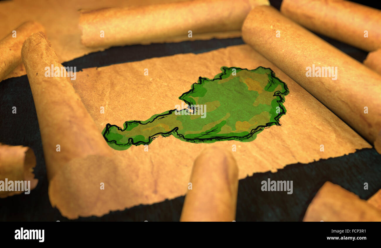 Carte Autriche Déroulement Peinture Vieux papier 3D de défilement Banque D'Images