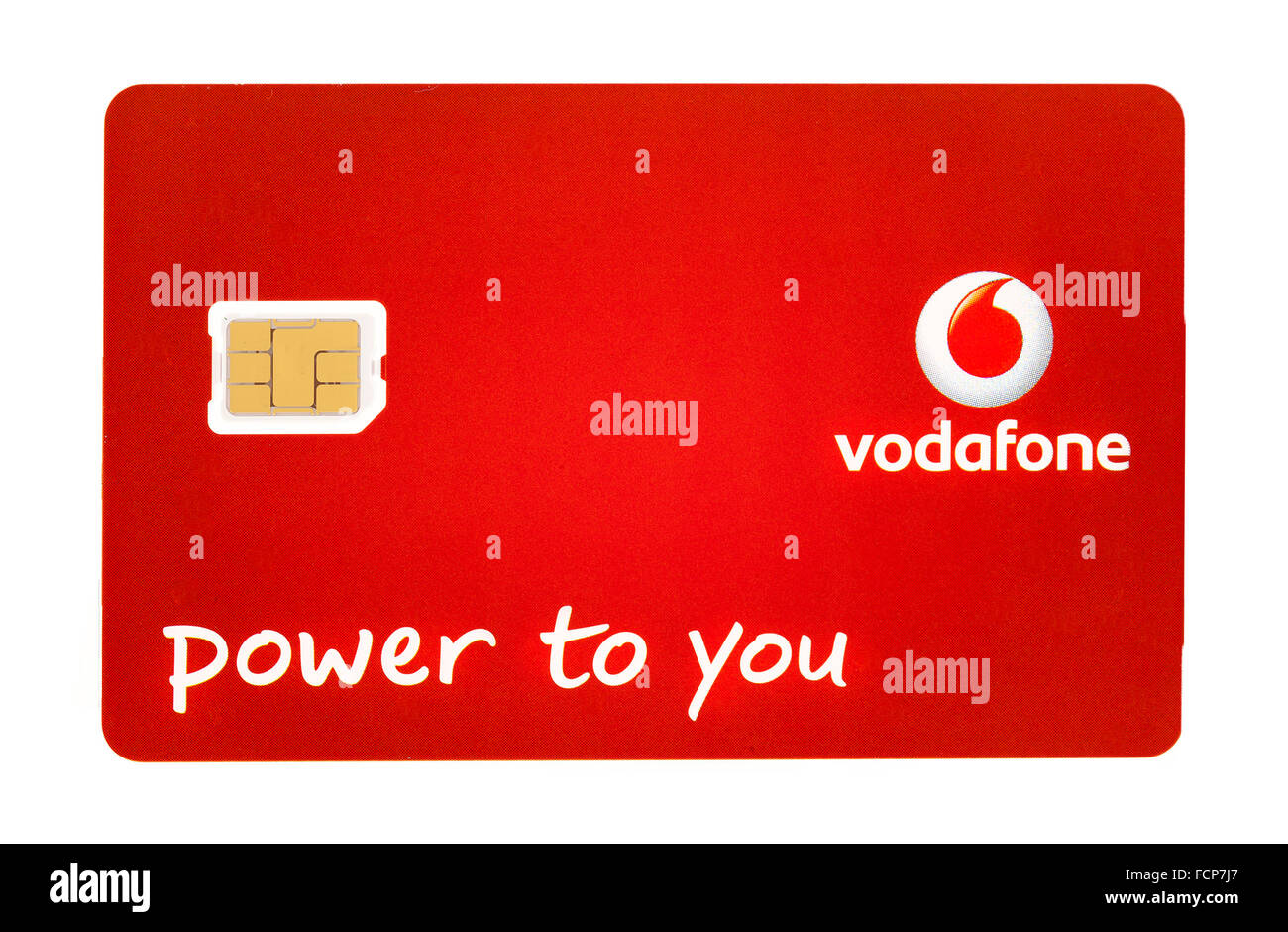 Vodafone Sim Nano pour iPhone sur un fond blanc Banque D'Images
