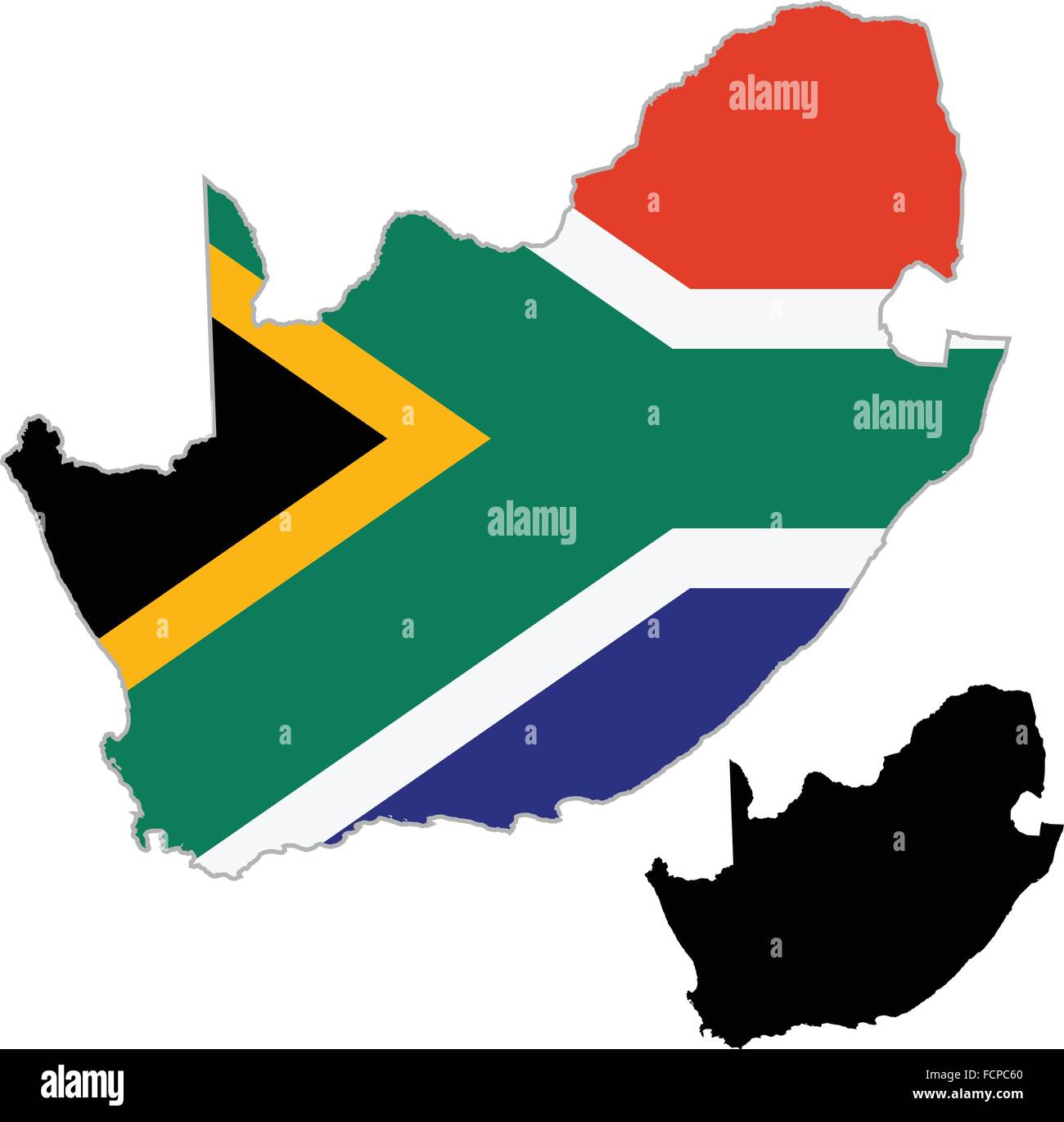 L'Afrique du sud Carte Drapeau sur un fond blanc. Vector Illustrator. Illustration de Vecteur