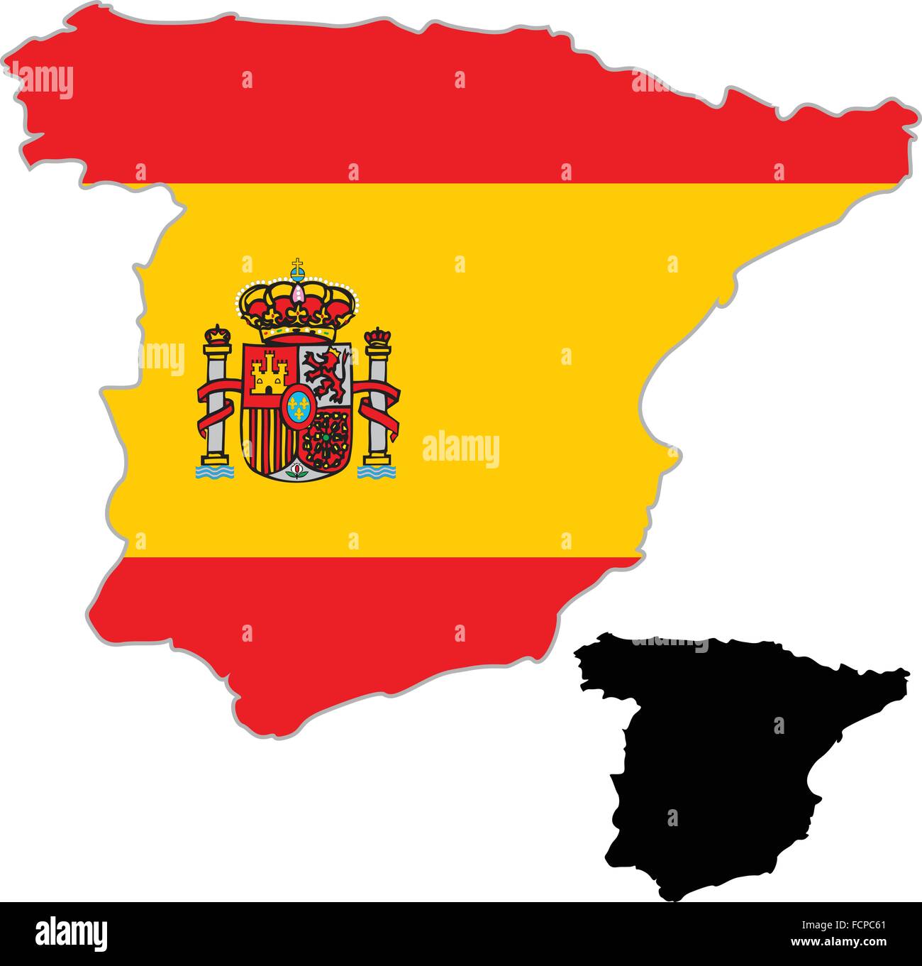Espagne carte drapeau sur un fond blanc. Vector Illustrator. Illustration de Vecteur