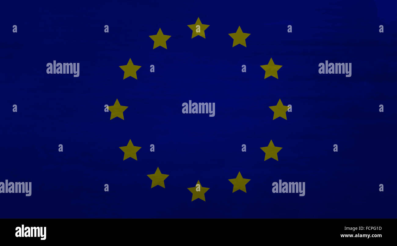 Drapeau de l'UE sale. Drapeau européen, l'Europe, de l'indépendance drapeau sale zone euro, gouvernement et politique, de l'unité culture de la liberté. Banque D'Images