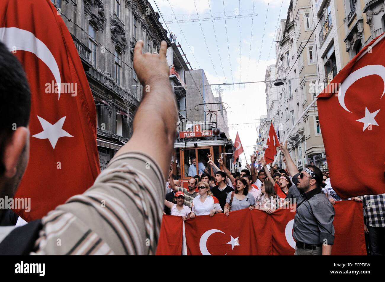 La protestation politique dans la rue Istiklal, Istanbul, Turquie Banque D'Images