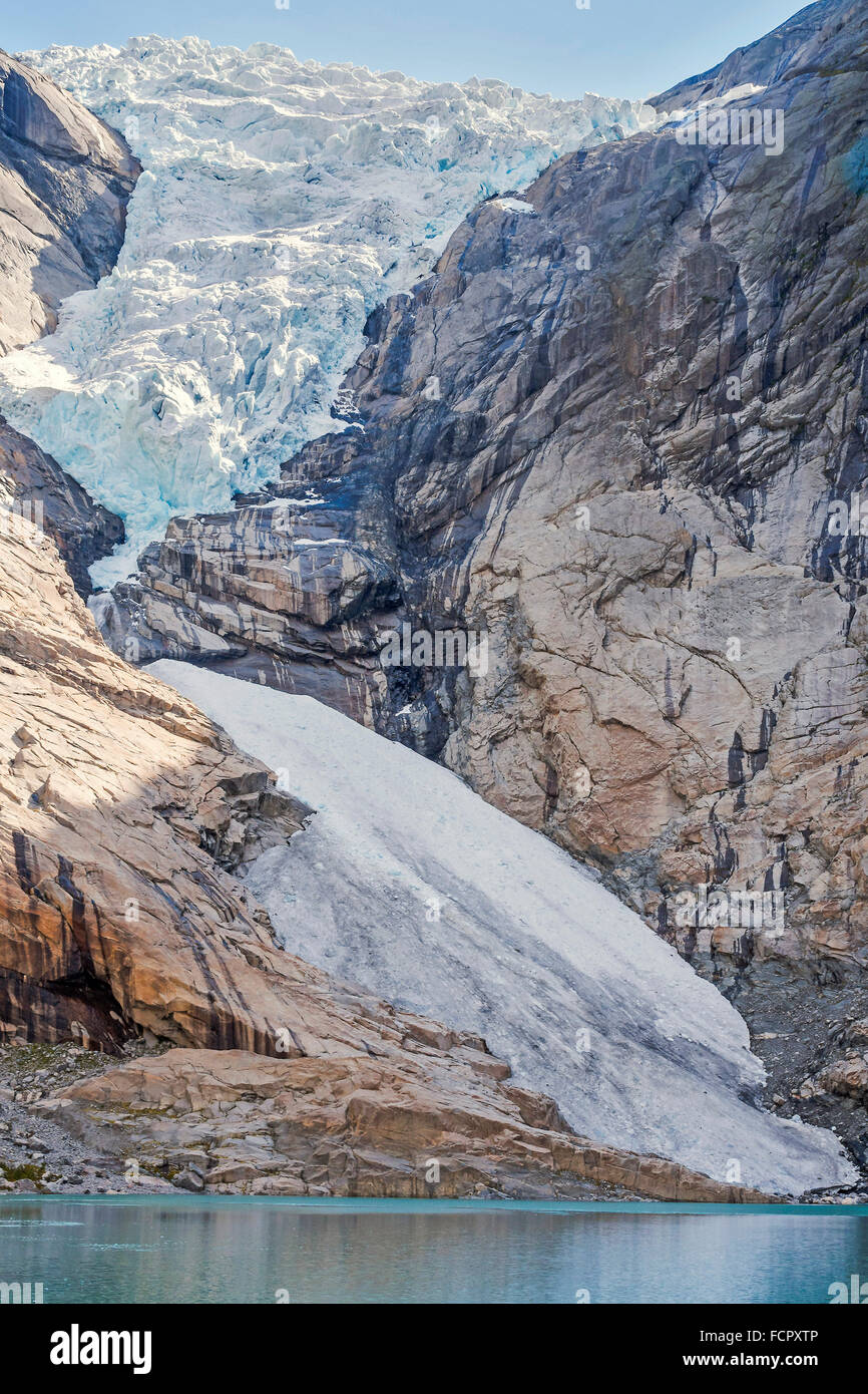 Le Parc National de Jostedalsbreen Glacier Briksdal Norvège Banque D'Images