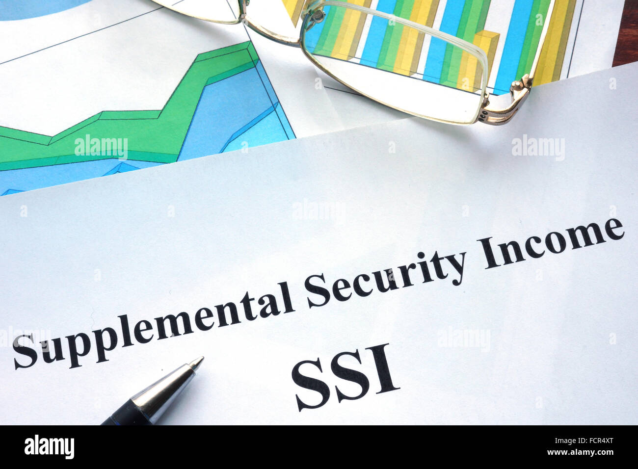 Supplemental Security Income (SSI) écrit sur un papier. Banque D'Images