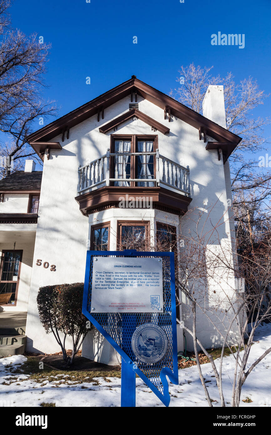 Residence d'Orion Clemens, frère de Mark Twain, dans la région de Carson City, Nevada Banque D'Images Residence d'Orion Clemens, frère de Mark Twain, dans la région de Carson City, Nevada Banque D'Images