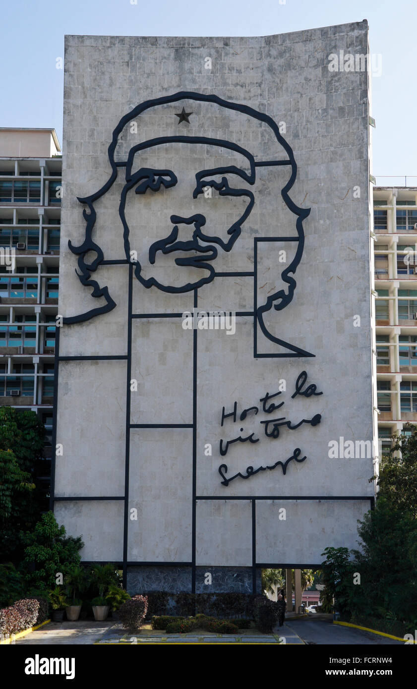 Metal sculpture de Che Guevara sur la Plaza de la Revolucion (Place de la Révolution), La Havane, Cuba Banque D'Images