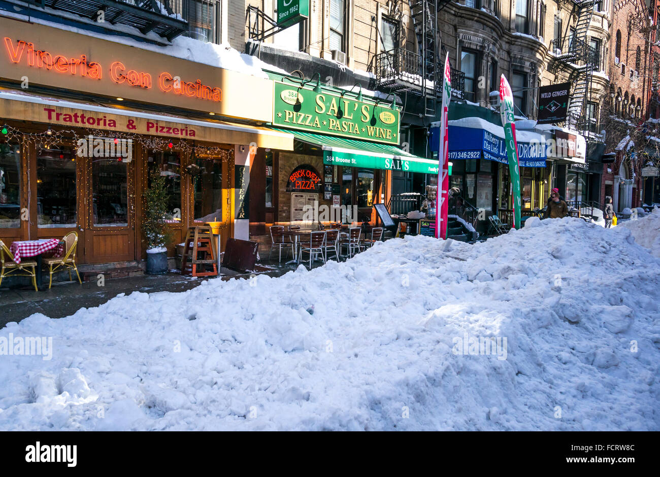 Jonas blizzard de janvier 2016 sur Broome Street, Little Italy, New York City Banque D'Images