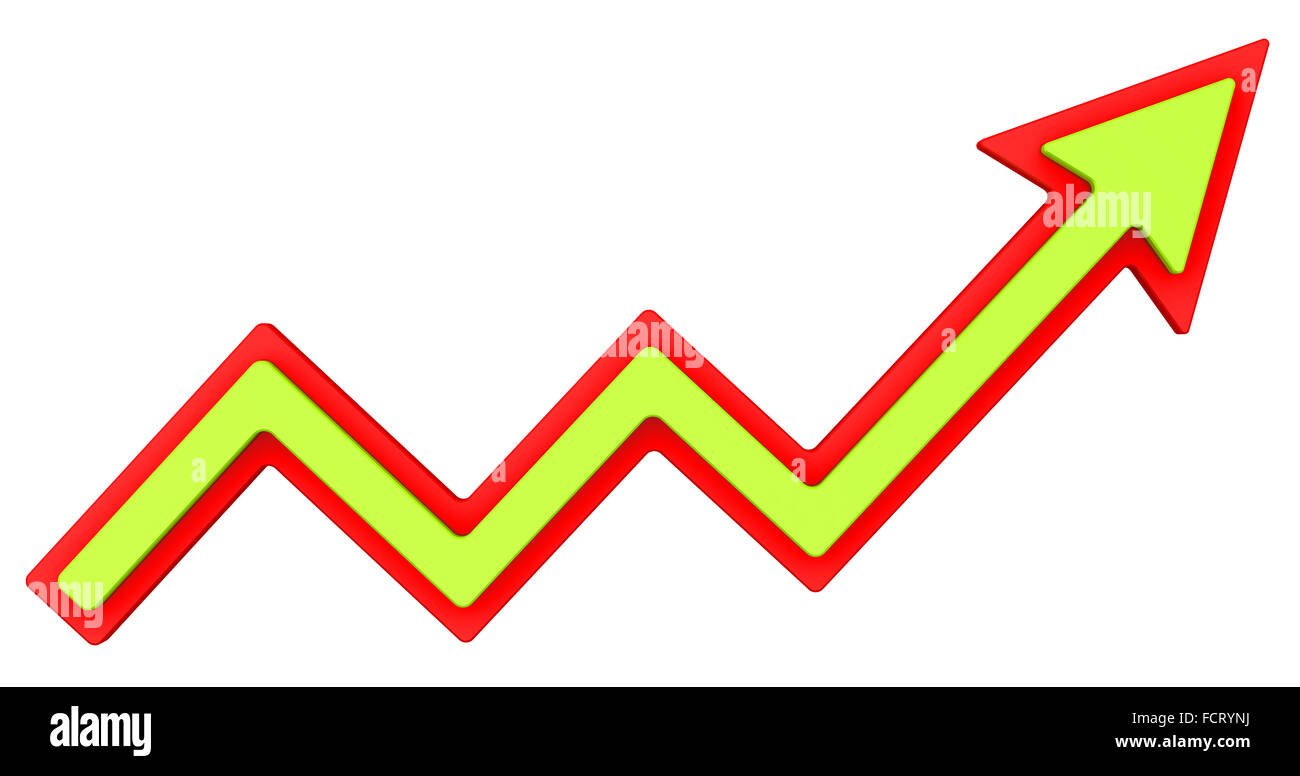 Les flèches vertes et rouges pour vous déplacer vers le haut. Conception graphique de profit. Banque D'Images