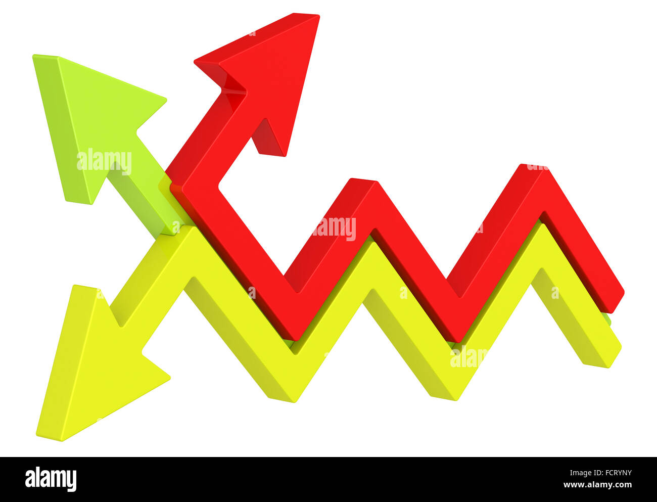 Brillant l'icône montrant différentes flèches croissance direction Banque D'Images