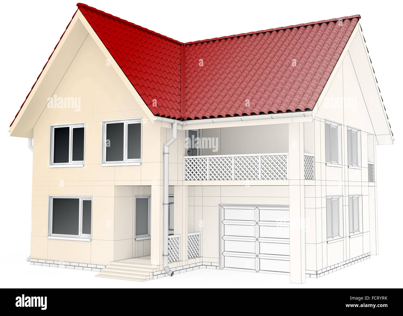 Maison & design wireframe, le dessin architectural et de visualisation Banque D'Images