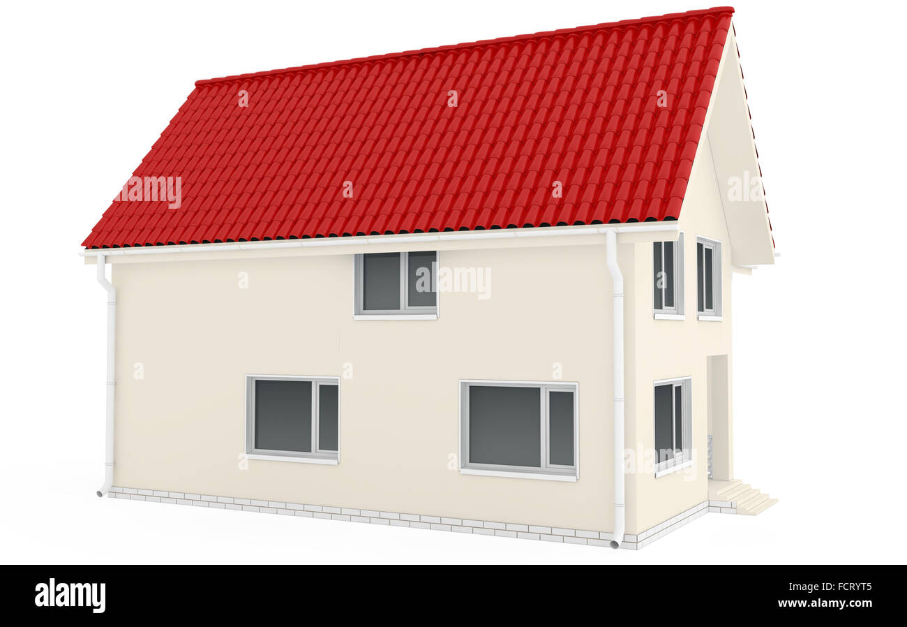 Le mur d'une maison de campagne avec windows et évacuer le toit Banque D'Images