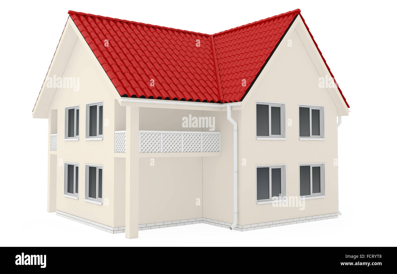 Pays de deux étages maison au toit rouge Banque D'Images