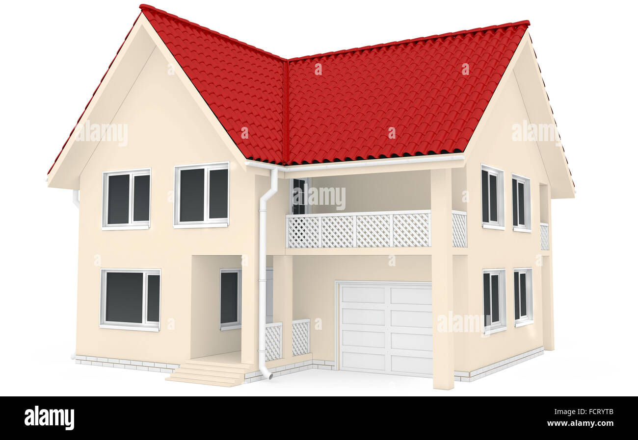 Le rendu 3D de maison sur fond blanc Banque D'Images