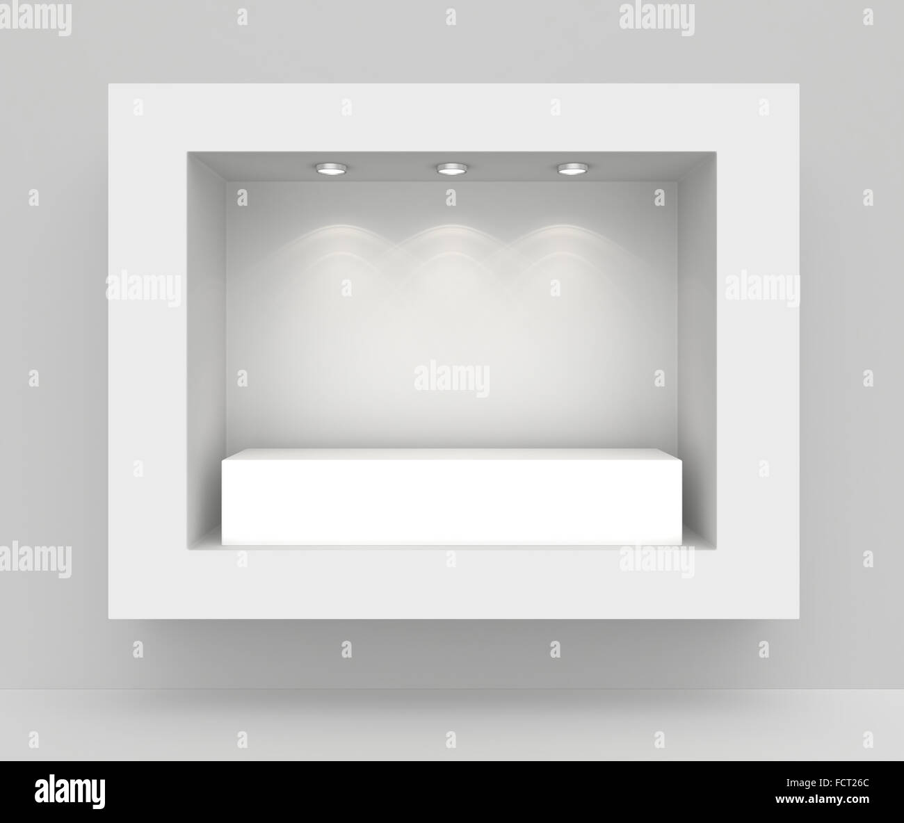 Mur Blanc avec socle vide et de niche pour l'exposition Banque D'Images