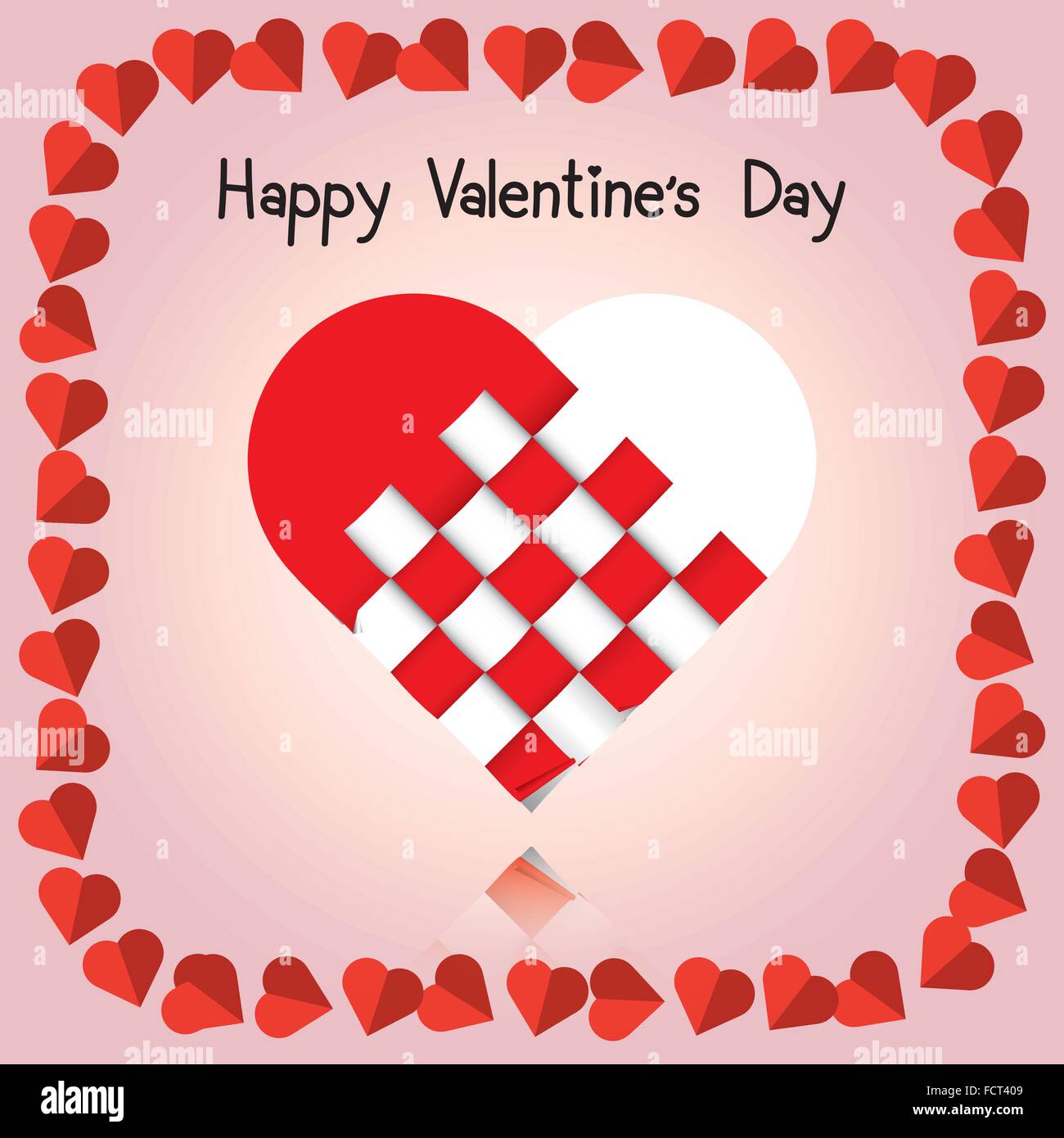 Illustration de la carte de Saint-Valentin à tresser, cœur, origami Illustration de Vecteur