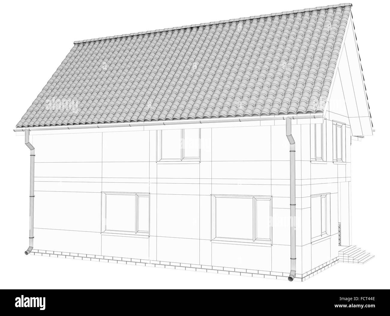 3D Wireframe de bâtiment. Banque D'Images