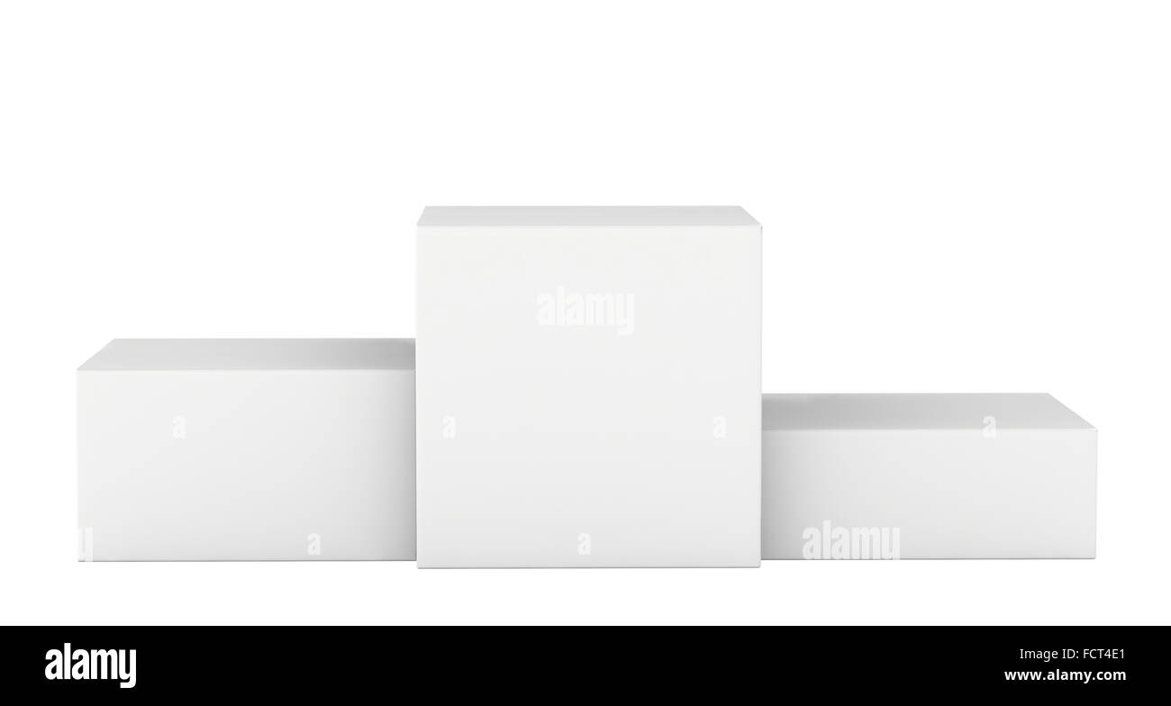 Socle blanc isolé. Podium gagnants. 3D render Banque D'Images