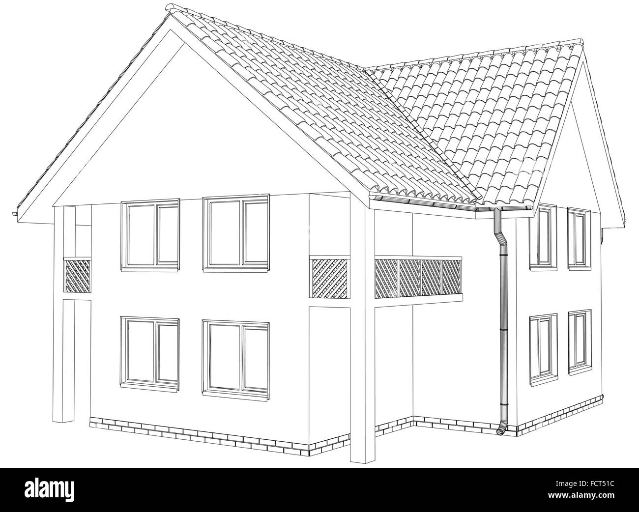 Contours wireframe house sur le fond blanc. Illustration de Vecteur