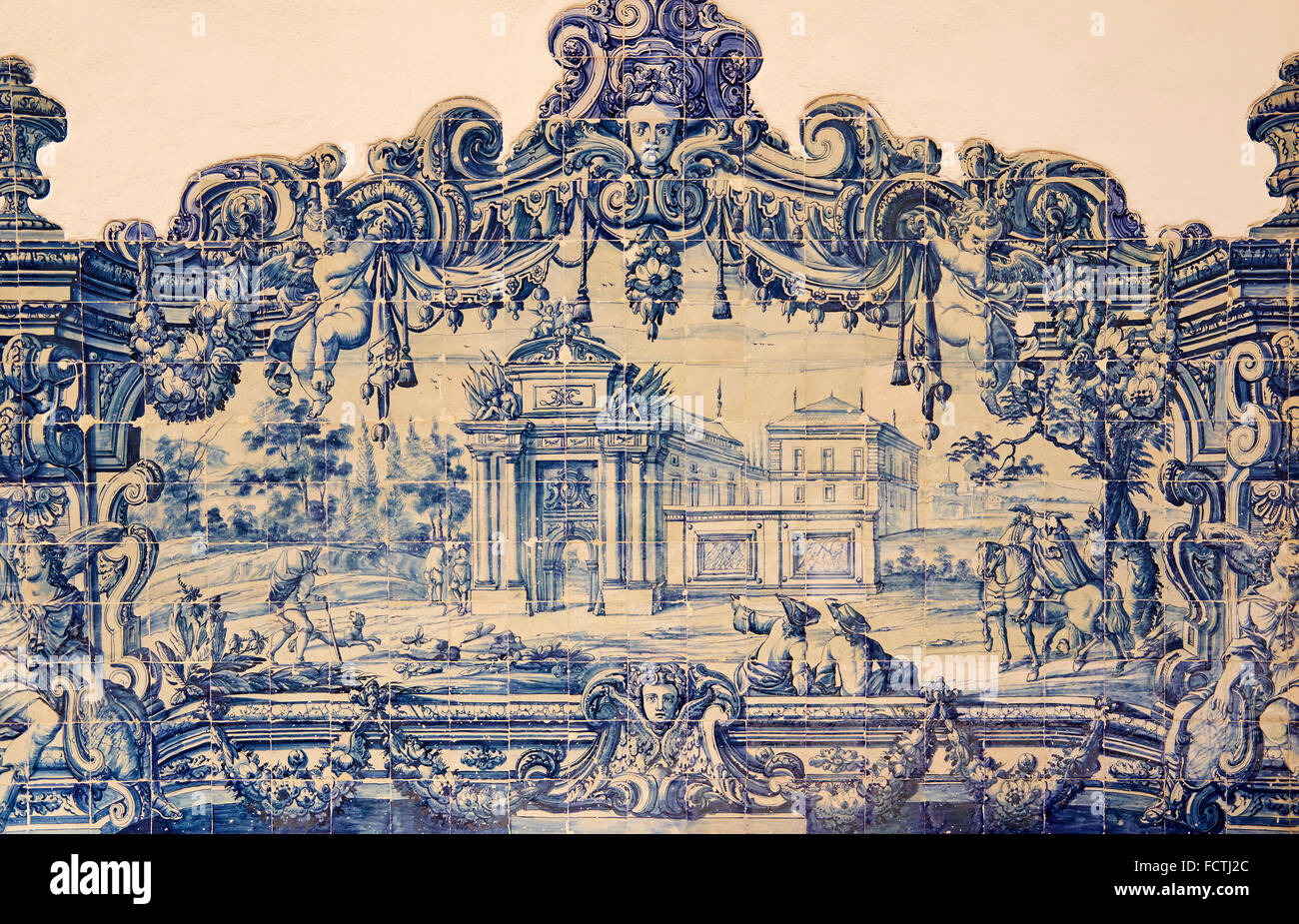 Portugal, Lisbonne, Alfama, Saint Vincent de fora monastère, Igreja de São Vicente de Fora, Historique des azulejos, la blue-vitrage cera Banque D'Images