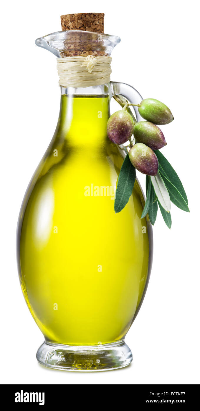 L'huile D'olive Dans Une Bouteille En Verre Isolé Sur Fond Blanc Banque  D'Images et Photos Libres De Droits. Image 19014480