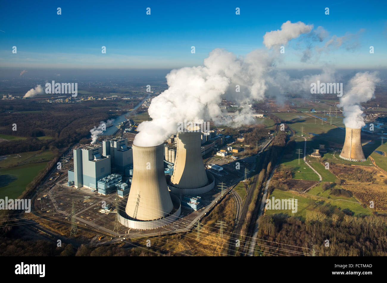 Vue aérienne, Westfalen power plant RWE Power, centrale à charbon, une ancienne centrale électrique nucléaire, « EMPORTEZ Hamm-Uentrop,Ruhr Welver Banque D'Images Vue aérienne, Westfalen power plant RWE Power, centrale à charbon, une ancienne centrale électrique nucléaire, « EMPORTEZ Hamm-Uentrop,Ruhr Welver Banque D'Images