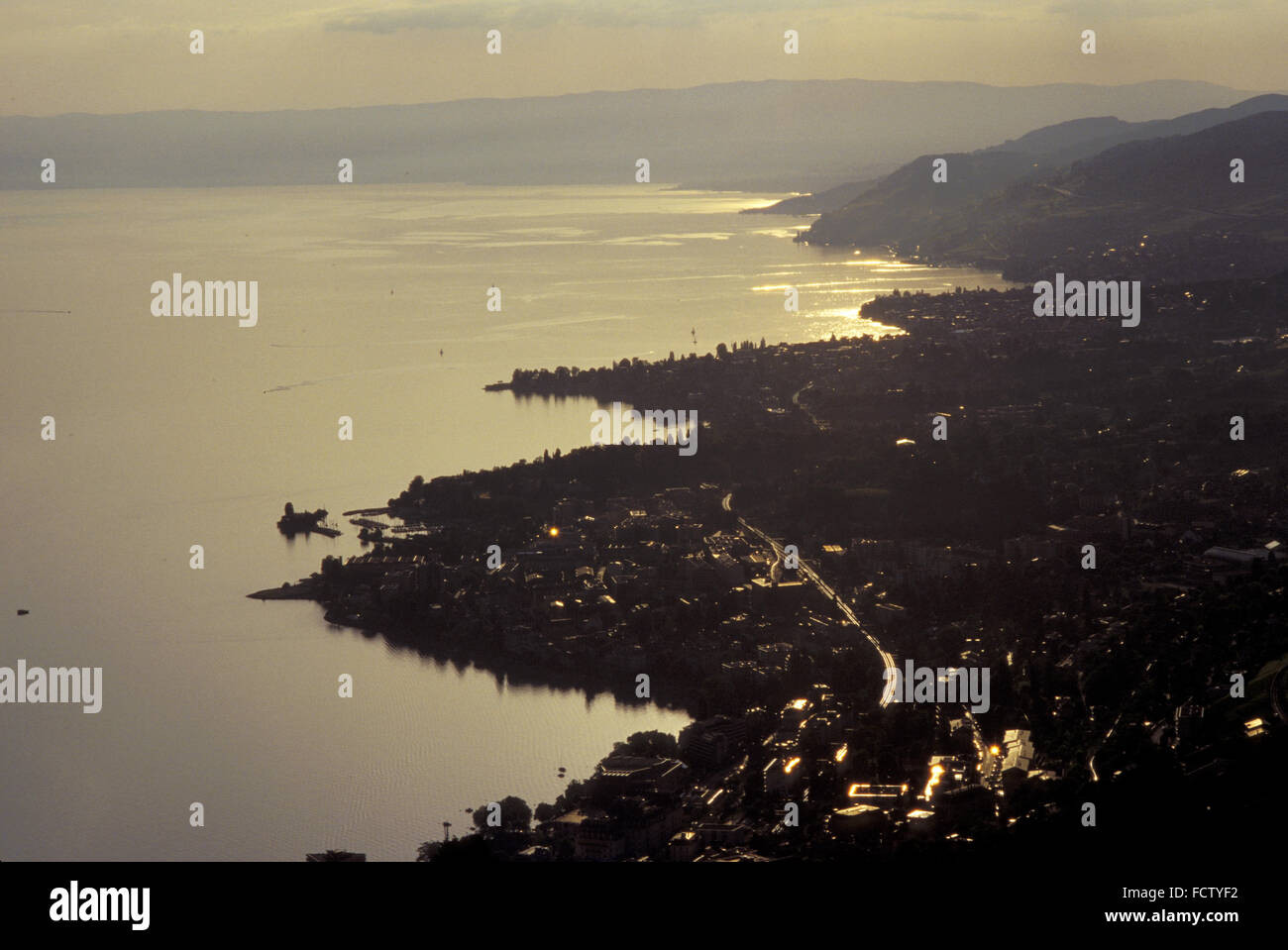 CHE, Suisse, vue sur le Lac Léman, près de Montreux et Vevey. Banque D'Images