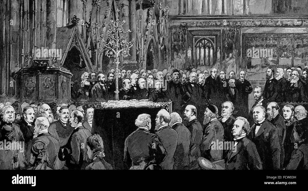 CHARLES DARWIN (1809-1882) Naturaliste anglais. Funérailles à l'abbaye de Westminster le 26 avril 1882. Banque D'Images