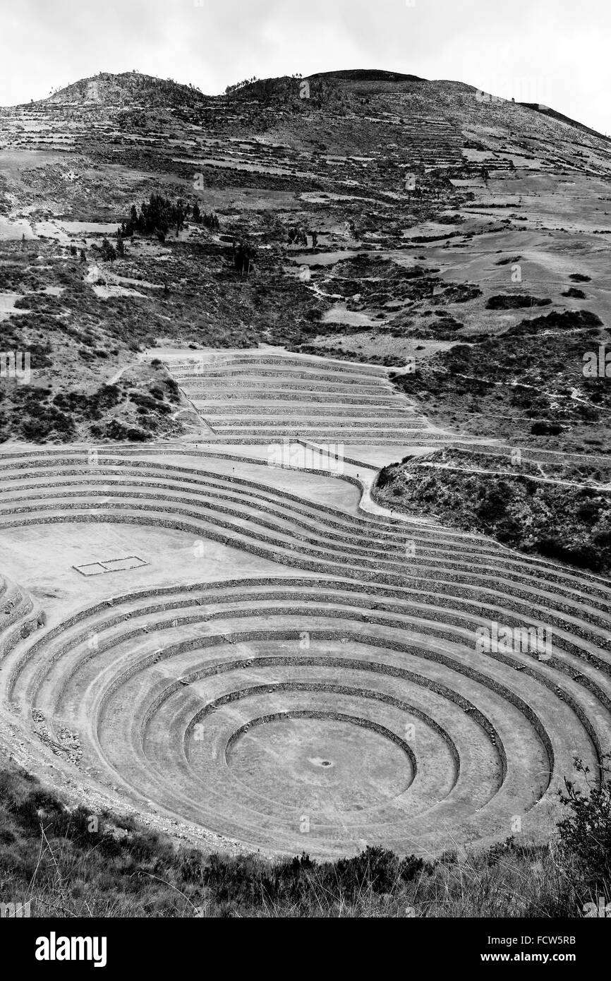 Terrasses Inca de Moray, Parc archéologique de Banque D'Images