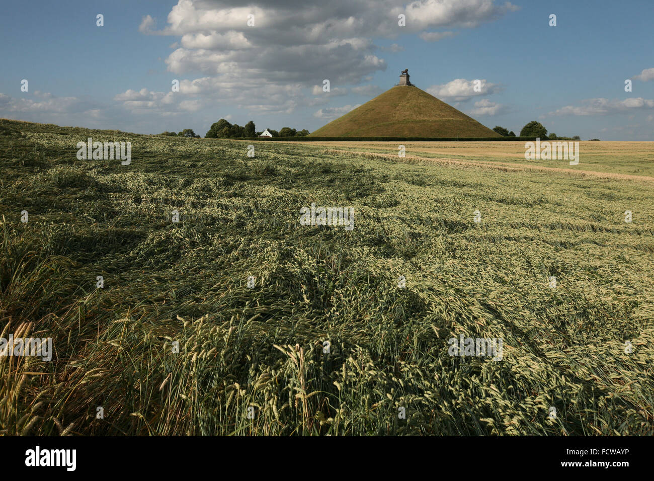 Butte du Lion sur le champ de bataille de la bataille de Waterloo (1815) près de Bruxelles, Belgique. Banque D'Images