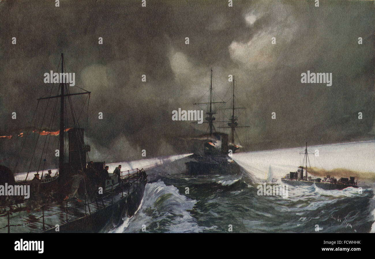 La MARINE ROYALE : des torpilleurs en action à la manoeuvres navales, old print 1901 Banque D'Images