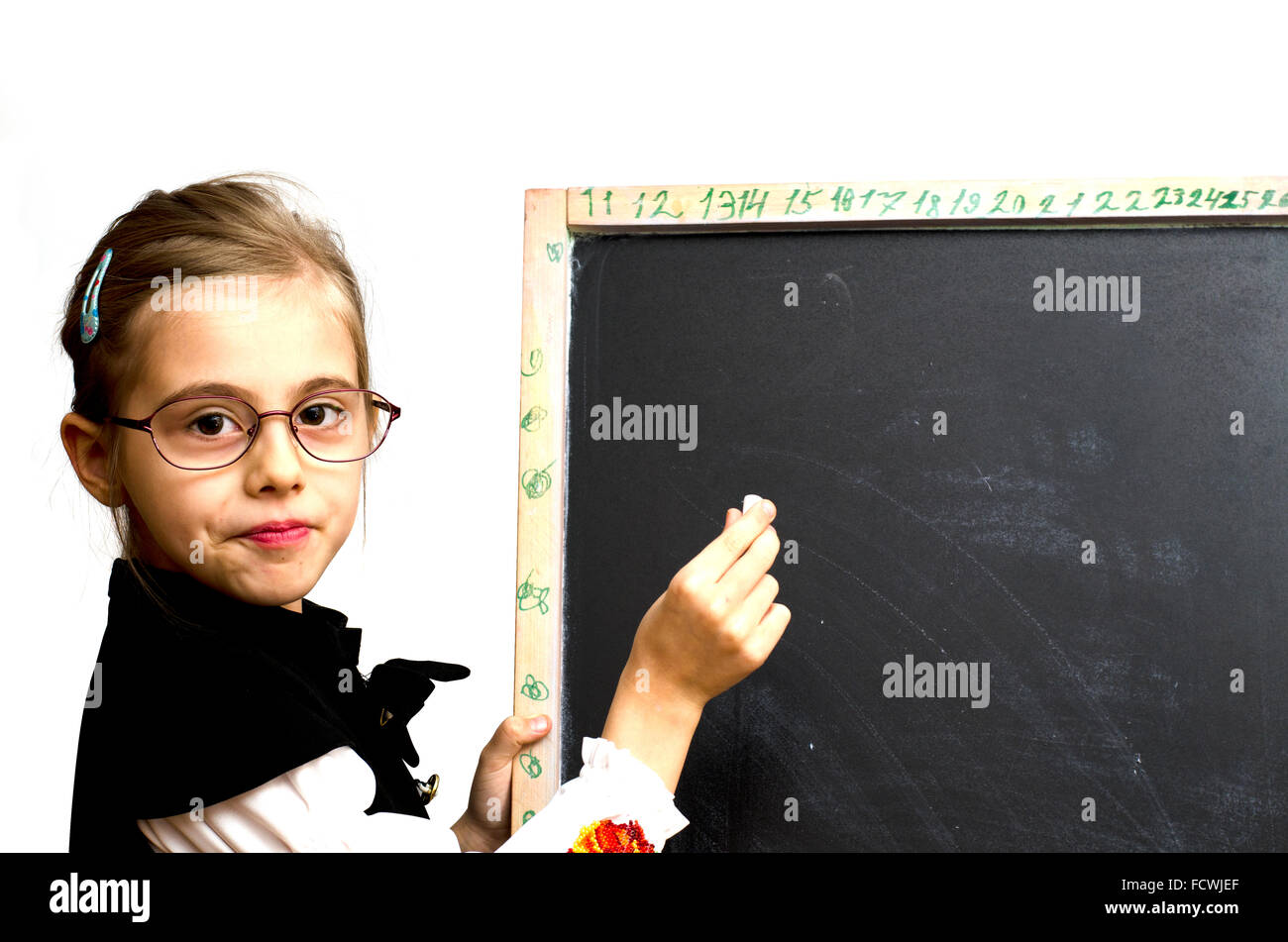 Lycéenne a écrit sur le tableau noir Photo Stock - Alamy