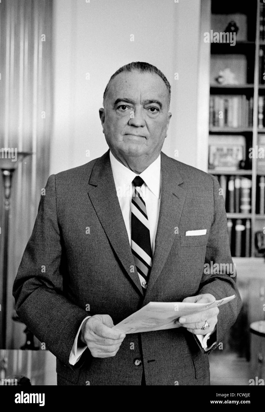 J Edgar Hoover. Portrait du premier Directeur du Federal Bureau of Investigation (FBI) aux Etats-Unis, Sept 1961 Banque D'Images