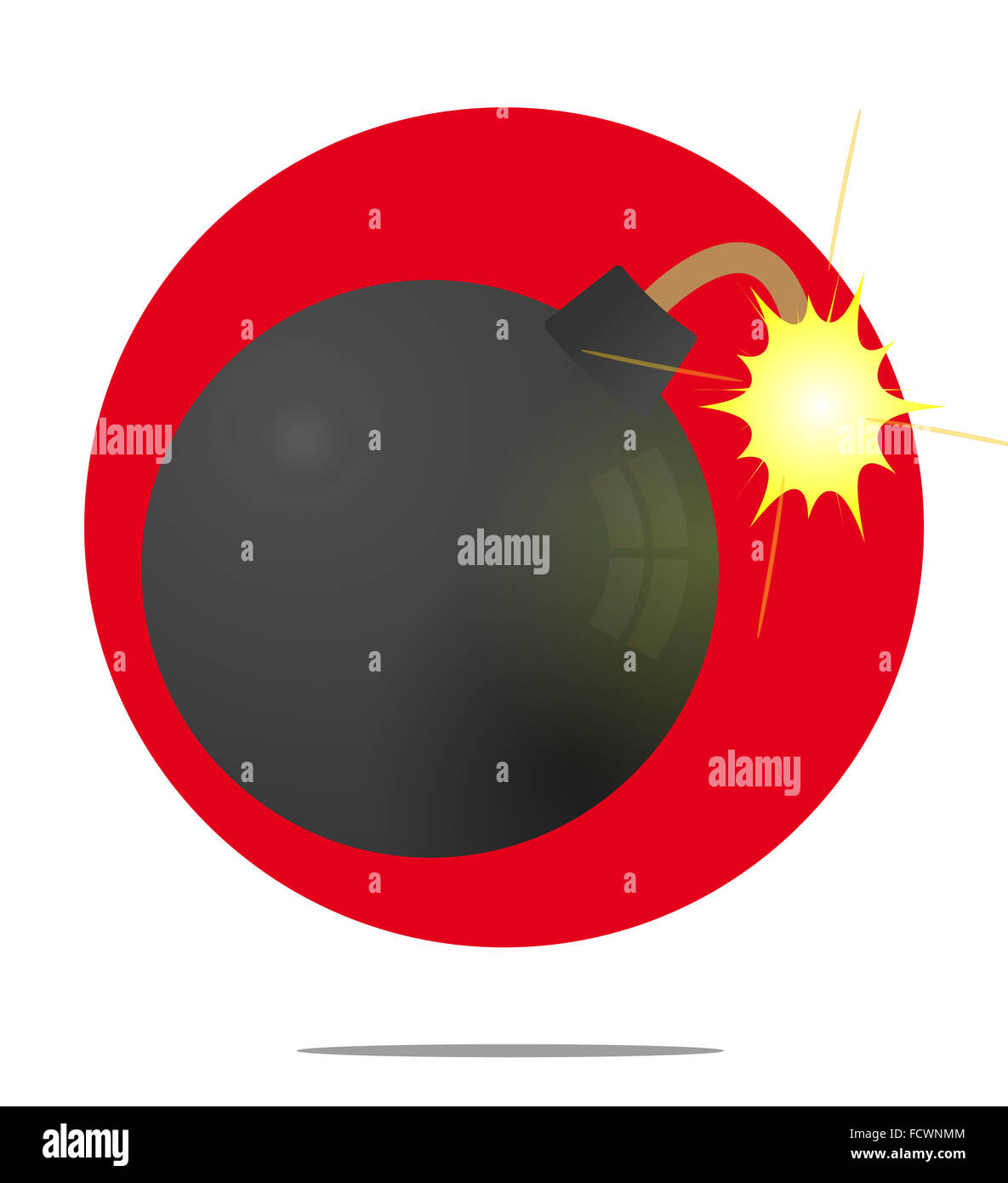 Illustration d'une bombe avec cercle rouge contexte Banque D'Images