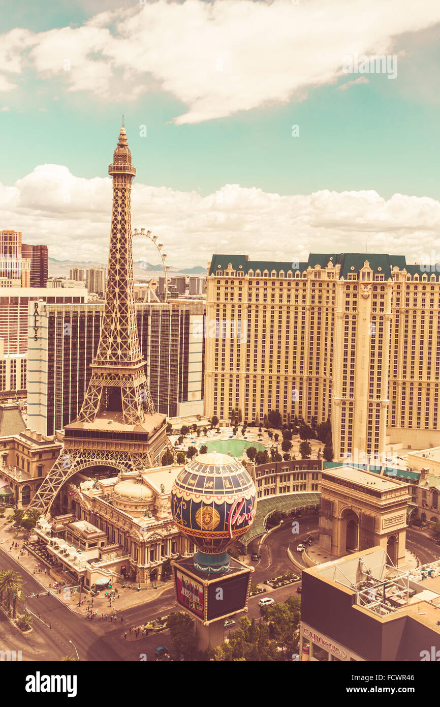 Tons Vintage view de la célèbre station casinos de Las Vegas au Nevada Banque D'Images