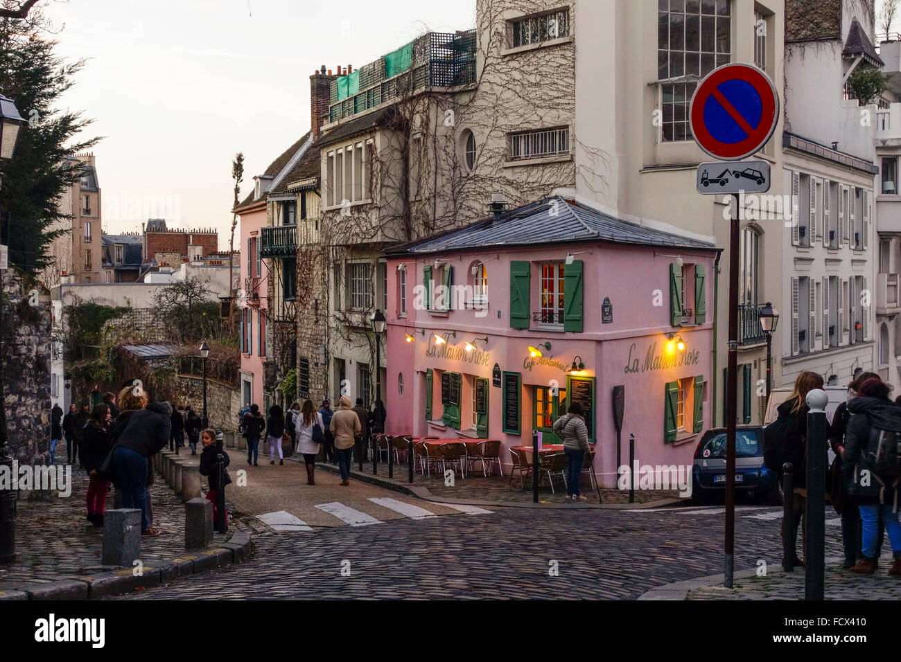 Café, bar, restaurant, La maison rose. La maison rose, Montmartre, 18ème arrondissement, Paris, France. Banque D'Images