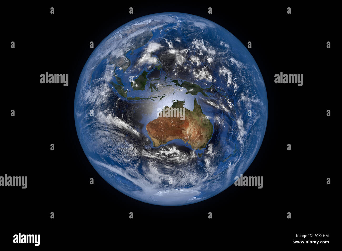 La planète Terre avec des nuages et de l'atmosphère. Vue de l'Australie. Éléments de cette image fournie par la NASA Banque D'Images