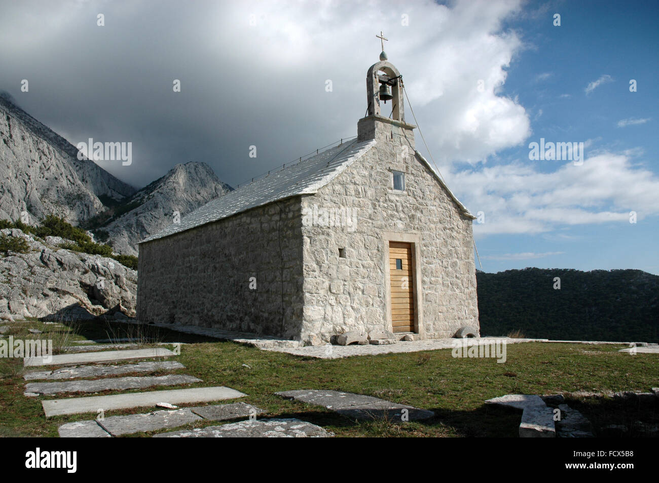 Église Saint Nicolas, Gornja Brela, Dalmatie, Croatie Banque D'Images