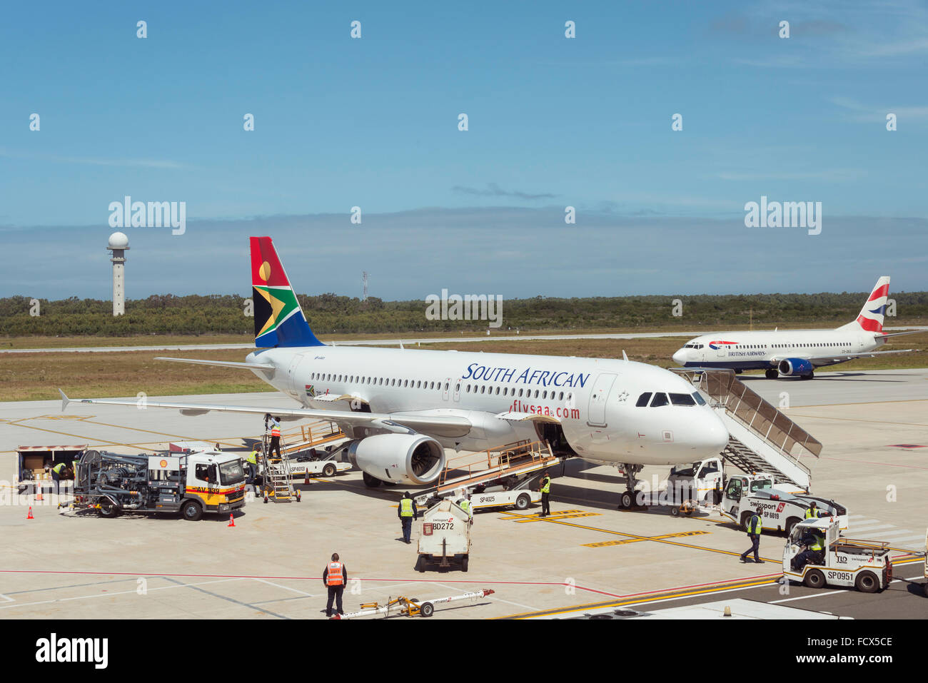 South African Airways Airbus A320, l'Aéroport International de Port Elizabeth, Port Elizabeth, Eastern Cape, Afrique du Sud Banque D'Images