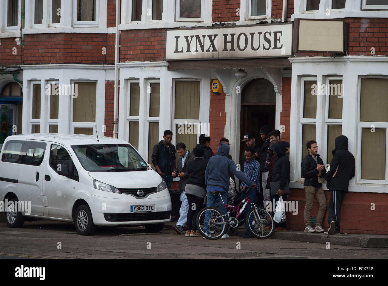 Maison de lynx à Cardiff, Pays de Galles, qui abrite des demandeurs d'asile. Banque D'Images