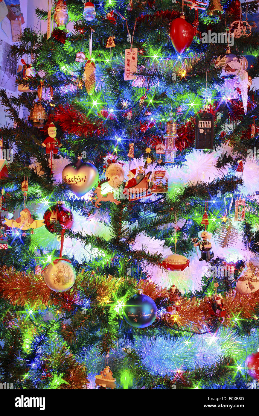 Arbre de Noël et décorations Banque D'Images