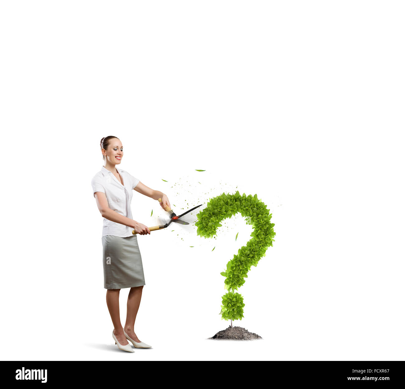 Image conceptuelle de plante verte en forme de point d'interrogation Banque D'Images