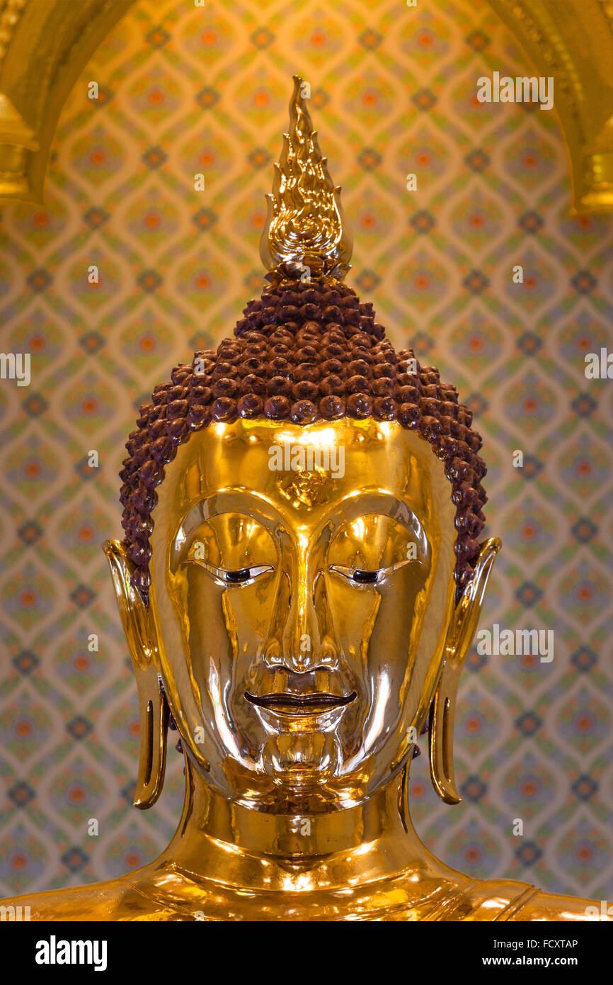 Wat Traimit Temple, Golden Buddha head, Phra Phuttha Maha Suwan, Patimakon Trimitr, Bangkok, Thaïlande Banque D'Images